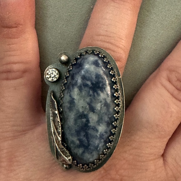 Sodalite Statement Ring in Silver| Size: 5 - Picture 5 of 5